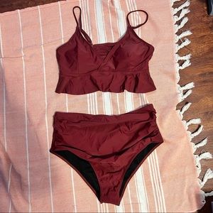 brand new! Zaful Wine Red Two Piece US 12/XXL